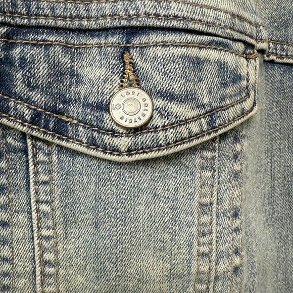 LOGO Lori Goldstein Denim Vest Plus Size 18W Blue Distressed Jean Jacket NEW - Picture 6 of 9